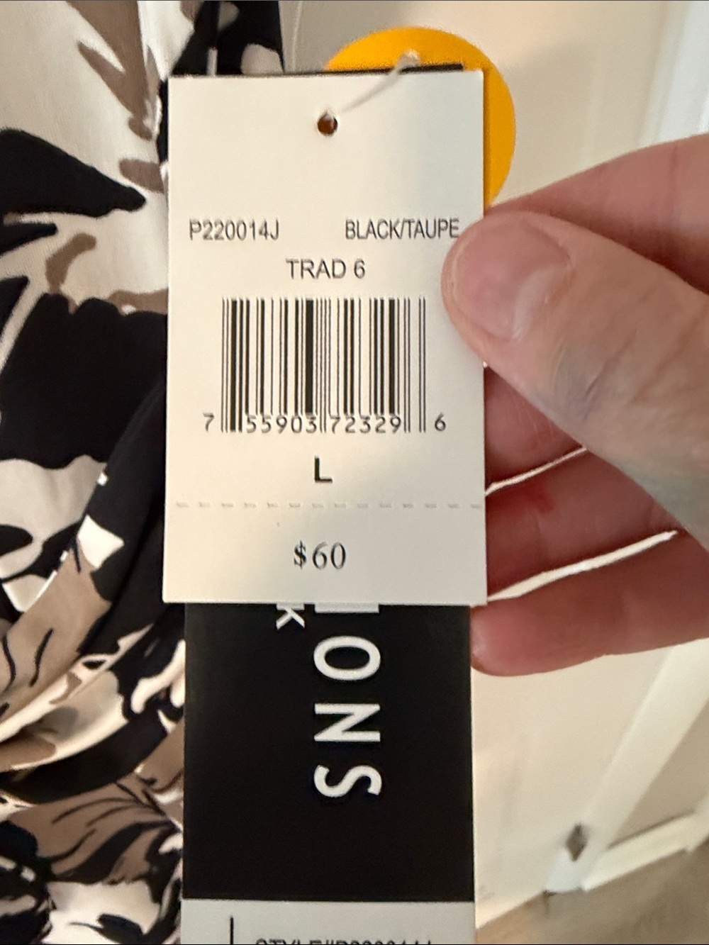 NWT Perceptions New York Floral Tie-Front Midi Dress Black Taupe White Large - Picture 4 of 7